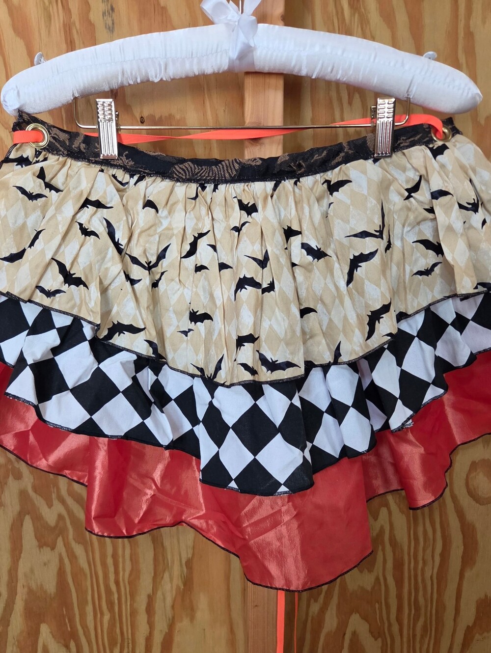 Damsel In This Dress Ruffle Apron Skirt Bat Print Diamond Harlequin Ren Faire